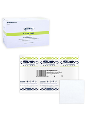 Sterile Gauze Swab, Highly Absorbent White 8ply 7.5x7.5cm - Pkt/5