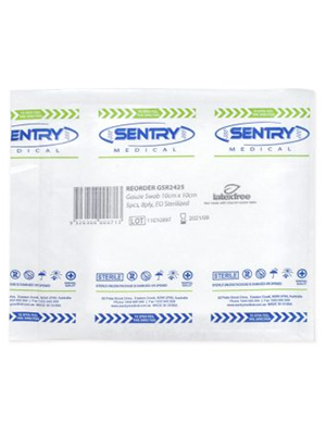 SENTRY® 8Ply White Sterile Gauze Swabs, 10x10cm - Pkt/3