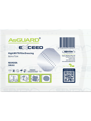AsGuard® Exceed Dressing High MVTR, 6cm x 7cm, Clear - Box/50