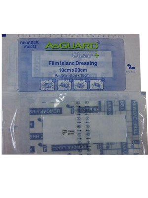 ASGUARD Clear+ Film Island Dressing 10 x 20cm - Box/25