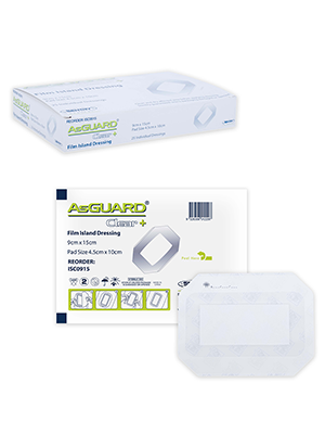 AsGUARD® Clear+ Film Island Wound Dressing Sterile 9x15cm– Box/25