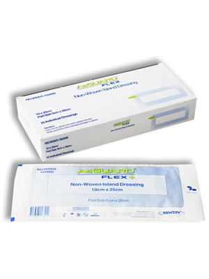 AsGUARD® Flex + Non-Woven Island Dressing Sterile 10x25cm - Box/25