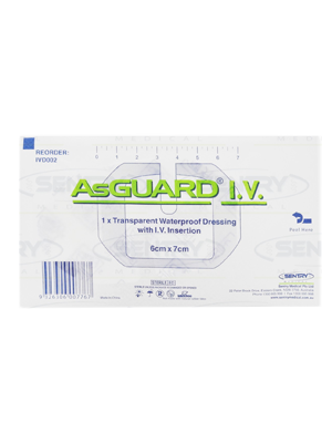 AsGUARD® I.V. Transparent Waterproof Dressing 6x7cm - Box of 50