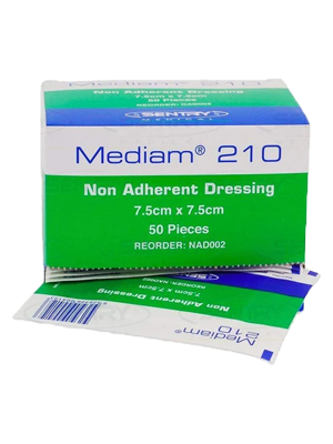 Mediam® 210 Low Adherent Sterile Dressing 7.5cm X 7.5cm - Box/50