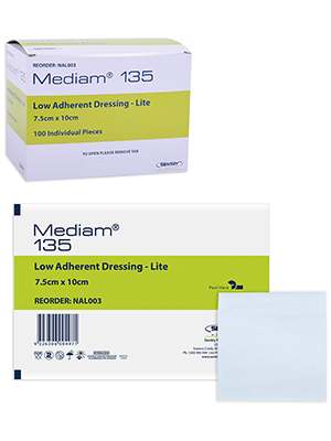 Mediam® 135 Low Adherent Dressing Lite, Sterile 7.5x10cm - Box/100