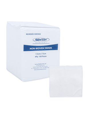 SENTRY® Medical Non Woven Swabs White 4ply 7.5cmx7.5cm - Pkt/100