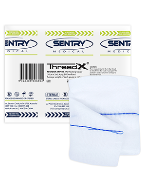 ThreadX® XRD Packing Gauze 4ply Sterile X-Ray Detectable 10cmx2m