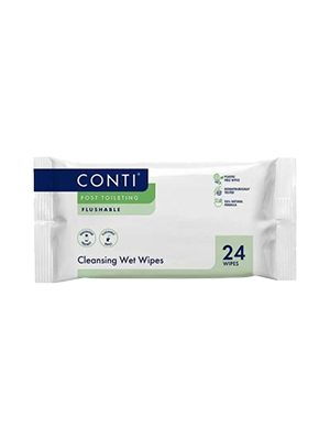 Conti® Maceratable Cleansing Wet Wipes Plastic Free - Ctn/27