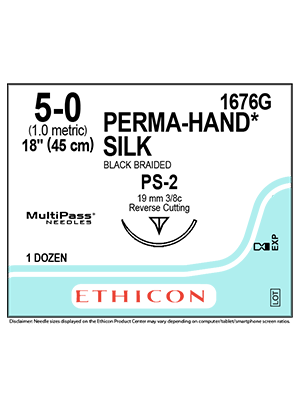 PERMA-HAND* Silk Sutures Black 45cm 5-0 PS-2 19mm - Box/12