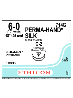 PERMA-HAND* Silk Sutures Black 45cm 6-0 C-2 13mm - Box/12