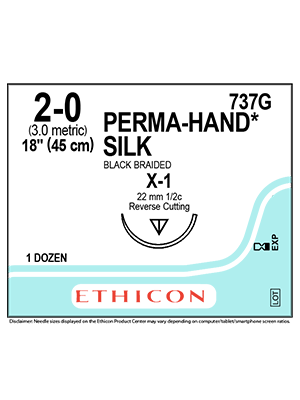 PERMA-HAND* Silk Sutures Black 45cm 2-0 X-1 22mm - Box/12