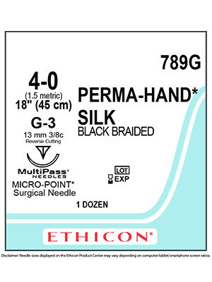 PERMA-HAND* SILK Sutures Black 45cm 4-0 G-3 13mm - Box/12