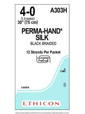 PERMA-HAND* Silk Sutures Black 75cm 4-0 Non Needled - Box/36