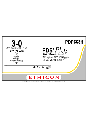PDS® Plus Antibacterial Suture Undyed 3-0 70cm KS 60mm - Box/36