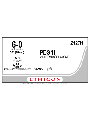 PDS® II Polydioxanone Suture Violet, 6-0 75cm C-1 13mm - Box/36
