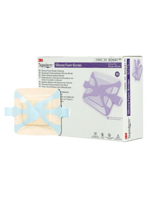 3M™ Tegaderm™ Silicone Foam Border Dressing, 10cm x 10cm - Box/10