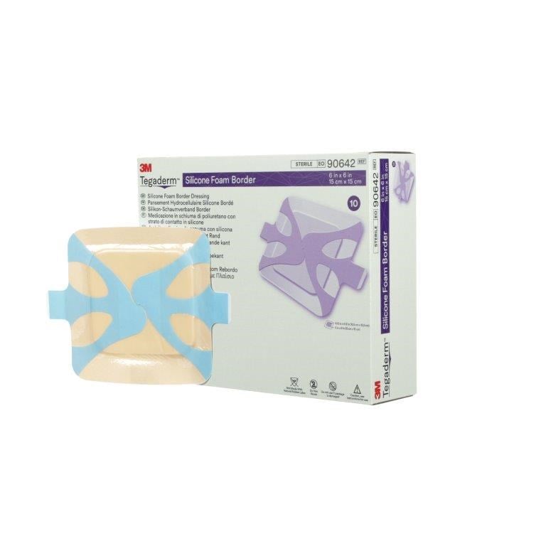 3M™ Tegaderm™ Silicone Foam Border Dressing, 15cm x 15cm - Box/10