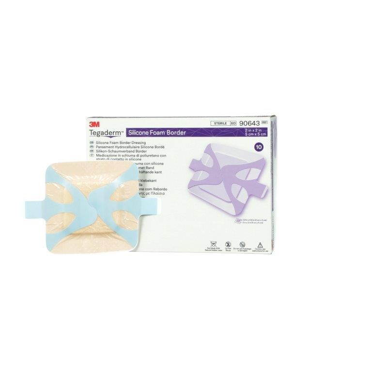 3M™ Tegaderm™ Silicone Foam Border Dressing, 5cm x 5cm - Box/10