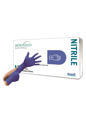 MICRO-TOUCH® Blue Nitrile Examination Gloves (Medium) - Box/200