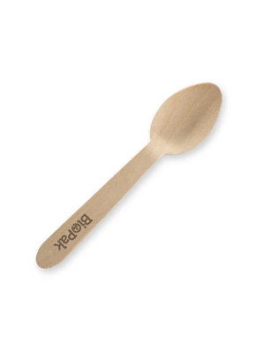 BioPak Wooden Coated Teaspoon Cutlery, 10 cm - Ctn/2000