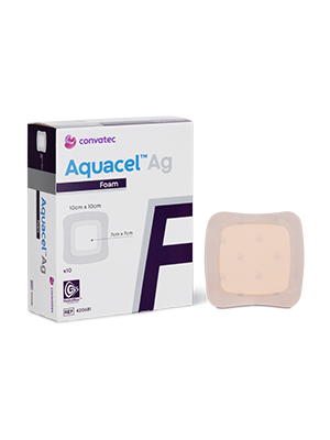 Hydrofiber Foam Dressing AQUACEL Ag Square Adhesive 10cm x 10cm