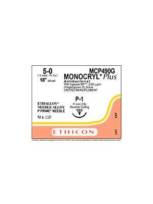 MONOCRYL® Plus Antibacterial Sutures Absorbable Undyed 5-0 45cm - Box/12