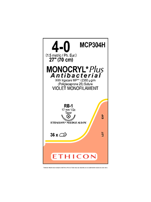 MONOCRYL Plus Antibacterial Suture Absorbable 4-0 70cm - Box/36