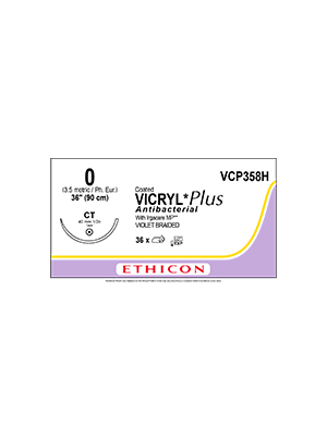 Coated VICRYL* Plus Antibacterial Suture Absorbable Violet 0 90cm - Box/36