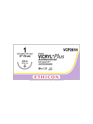 Coated VICYRL* Plus Antibacterial Suture Absorbable 1 70cm - Box/36