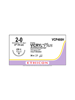 Coated VICRYL* Plus Antibacterial Sutures Absorbable Violet 2-0 70cm - Box/36