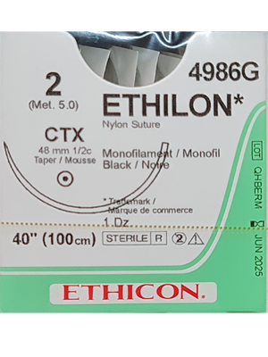 ETHILON® Nylon Sutures Black 100cm 2 CTX 48mm - Box/12