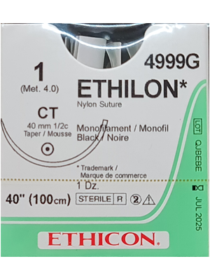 ETHILON™ Nylon Sutures Black 100cm 1 CT 40mm – Box/12