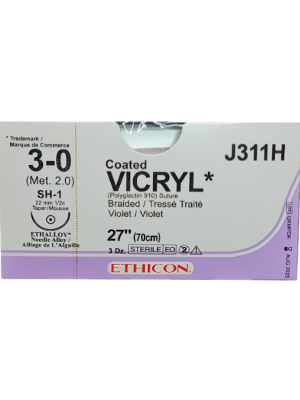 Coated VICRYL® Absorbable Sutures Violet 3-0 70cm SH-1 22mm - Box/36
