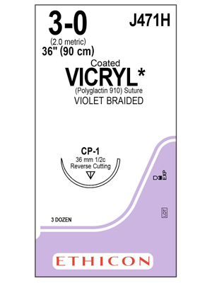 Coated VICRYL® Violet 90cm 3-0 CP-1 36mm - Box/36