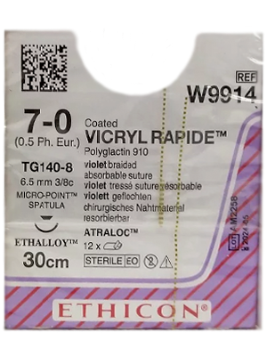 VICRYL RAPIDE® Sutures Violet 30cm 7-0 TG140-8 6.5mm - Box/12