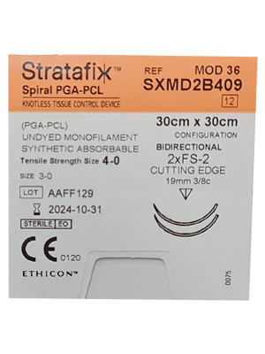 STRATAFIX™ Spiral PGA-PCL Suture Undyed 4-0 30X30cm FS-2 - Box/12