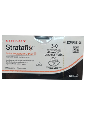 STRATAFIX™ Spiral MONOCRYL™ Plus Suture, Undyed 3-0 60cm - Box/12
