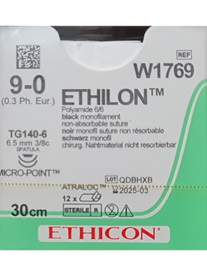 ETHILON™ Nylon Sutures Black 30cm 9-0 TG140-6 6.5mm – Box/12