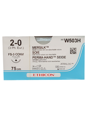 PERMA-HAND* Silk Sutures Black 75cm 2-0 CFS-3 16mm - Box/36