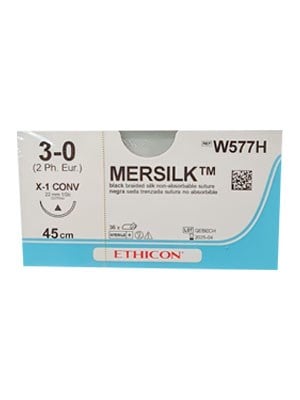 PERMA-HAND* Silk Sutures Black 45cm 3-0 CX-1 22mm - Box/36