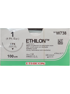 ETHILON™ Nylon Sutures Black 100cm 1 CPX 48mm – Box/12