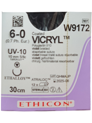 Coated VICRYL® Absorbable Sutures Violet 6-0 30cm UV-10 10mm - Box/12