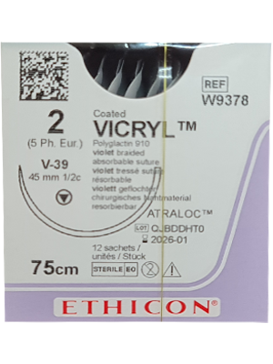 VICRYL® Violet 75cm 2 V-39 45mm - Box/12