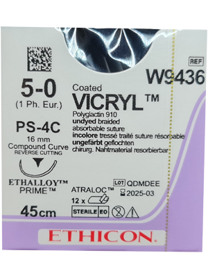 VICRYL® Sutures Undyed 45cm 5-0 PS-4C 16mm - Box/12