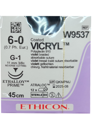 Coated VICRYL™ Sutures Violet 45cm 6-0 P-1 11mm - Box/12