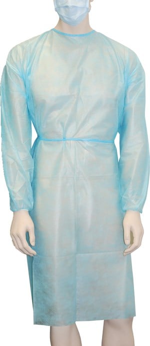 GOWNS FLUID RESISTANT LONG-SLEEVED BLUE - Ctn/50