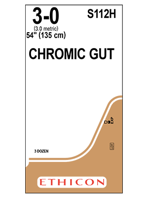 CHROMIC GUT Sutures Undyed 135cm 3-0 Non Needled - Box/36