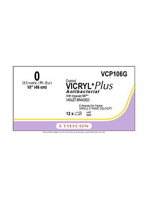 VICRYL® Plus Antibacterial Suture Absorbable Violet 0 45cm - Box/12