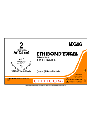 ETHIBOND* EXCEL Green 75cm 2 V-37 40mm - Box/12