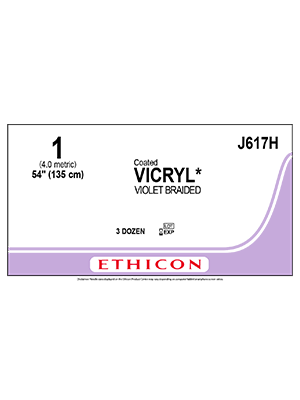 Coated VICRYL® Absorbable Sutures Violet 1 135cm Non Needled - Box/36